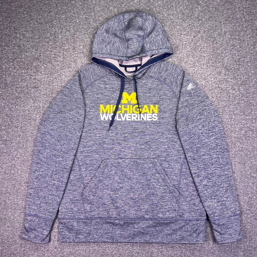 Adidas Michigan Wolverines Hoodie Womens XL Blue Heathered ClimaWarm Sport Thumb